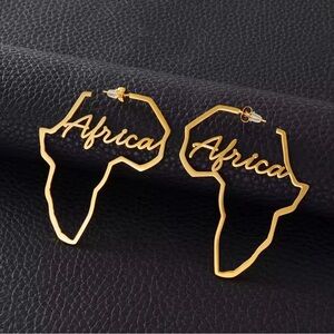 Gold Africa Map Earrings
